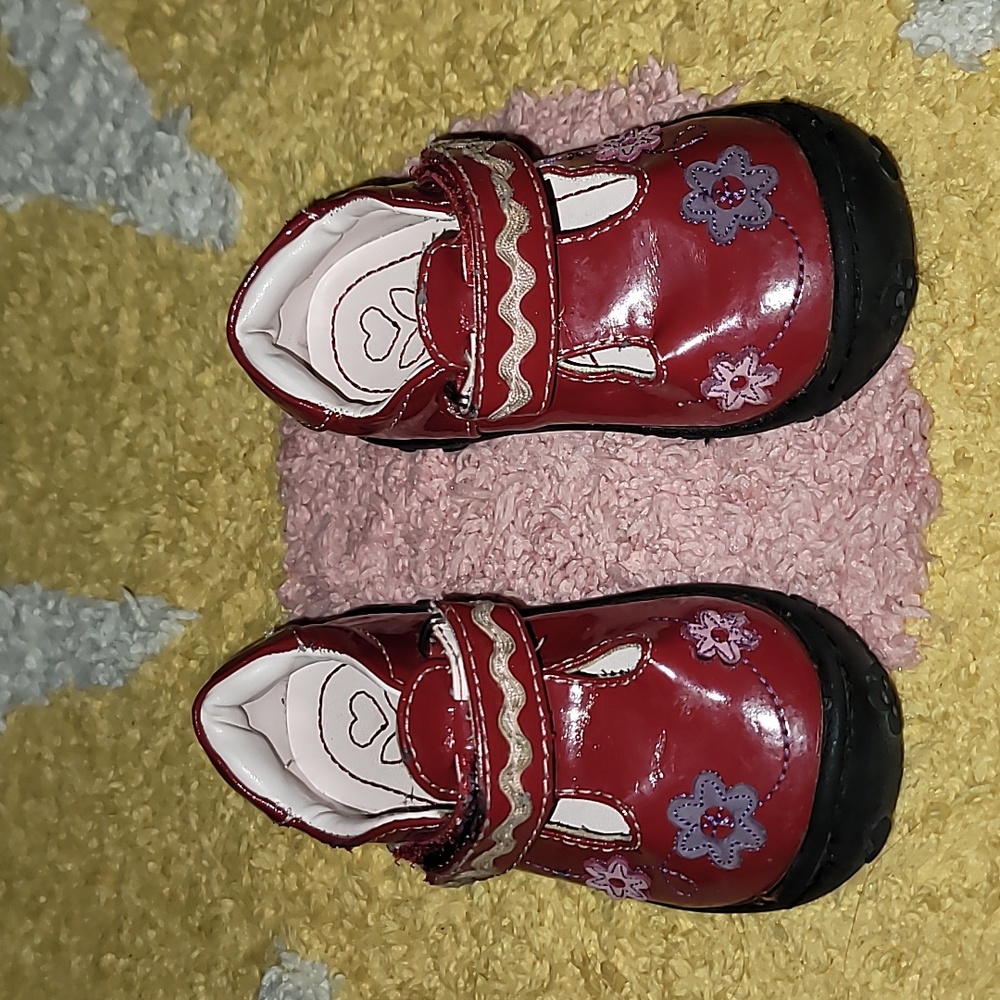 Umi marry janes shoes girls 5 red flower embroidered daisy S1